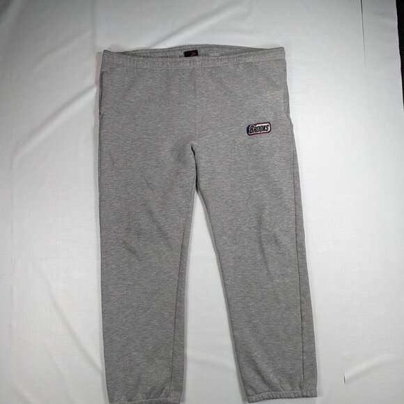 Brooks Sweatpants Men's Medium Gray Pockets Drawstring Embroidered Fleece - Picture 2 of 10